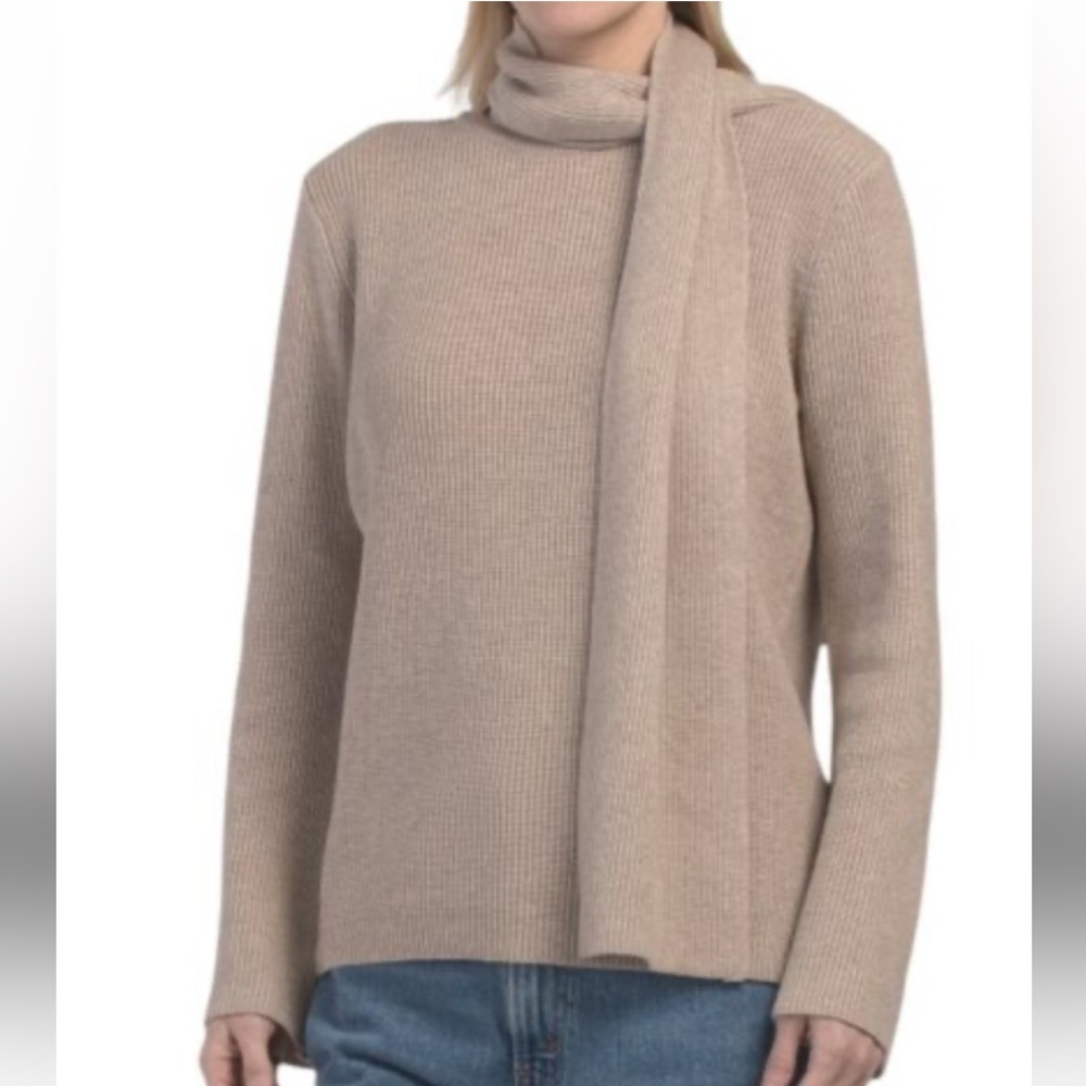 Mila Milano NWT 2 piece knit sweater and scarf set in heather beige gray 🎉HP🎉